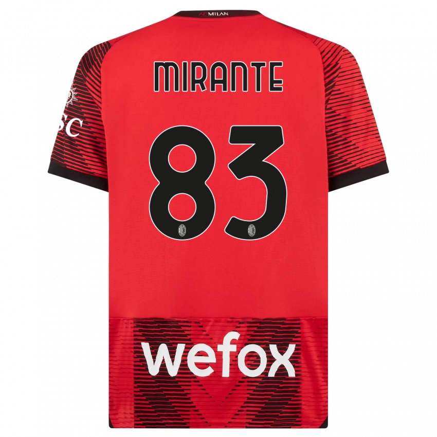 Homme Maillot Antonio Mirante #83 Rouge Noir Tenues Domicile 2023/24 T-Shirt Suisse