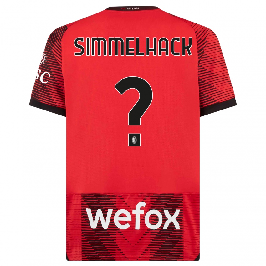 Homme Maillot Alexander Simmelhack #0 Rouge Noir Tenues Domicile 2023/24 T-Shirt Suisse