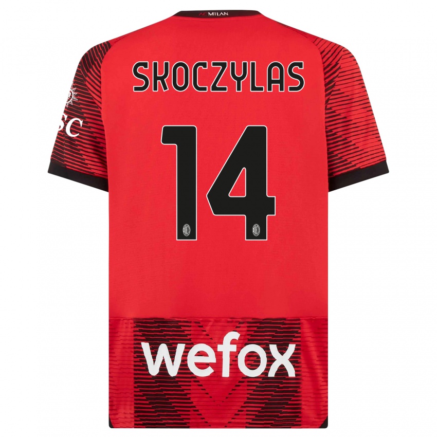 Herren Mateusz Skoczylas #14 Rot Schwarz Heimtrikot Trikot 2023/24 T-Shirt Schweiz