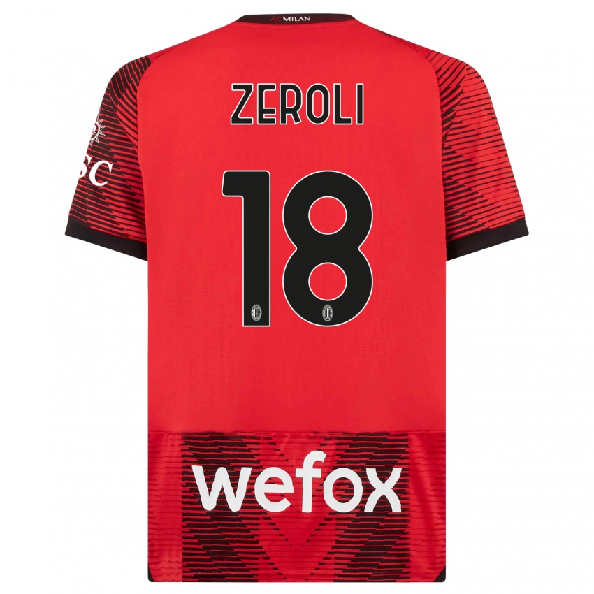 Homme Maillot Kevin Zeroli #18 Rouge Noir Tenues Domicile 2023/24 T-Shirt Suisse
