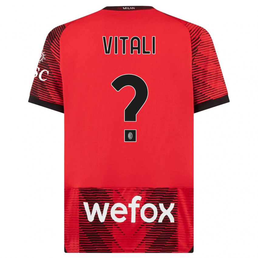 Homme Maillot Michael Vitali #0 Rouge Noir Tenues Domicile 2023/24 T-Shirt Suisse