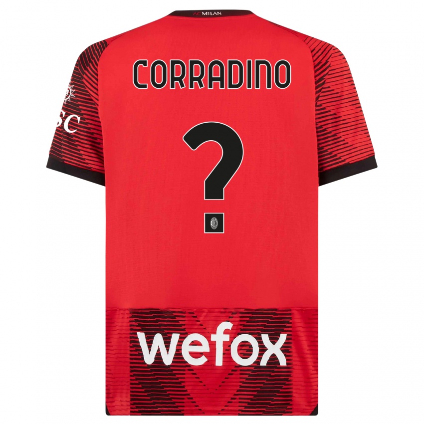 Homme Maillot Riccardo Corradino #0 Rouge Noir Tenues Domicile 2023/24 T-Shirt Suisse