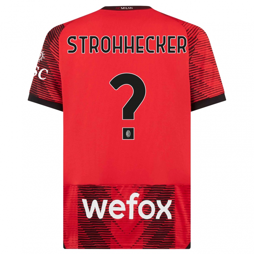 Homme Maillot Riccardo Strohhecker #0 Rouge Noir Tenues Domicile 2023/24 T-Shirt Suisse