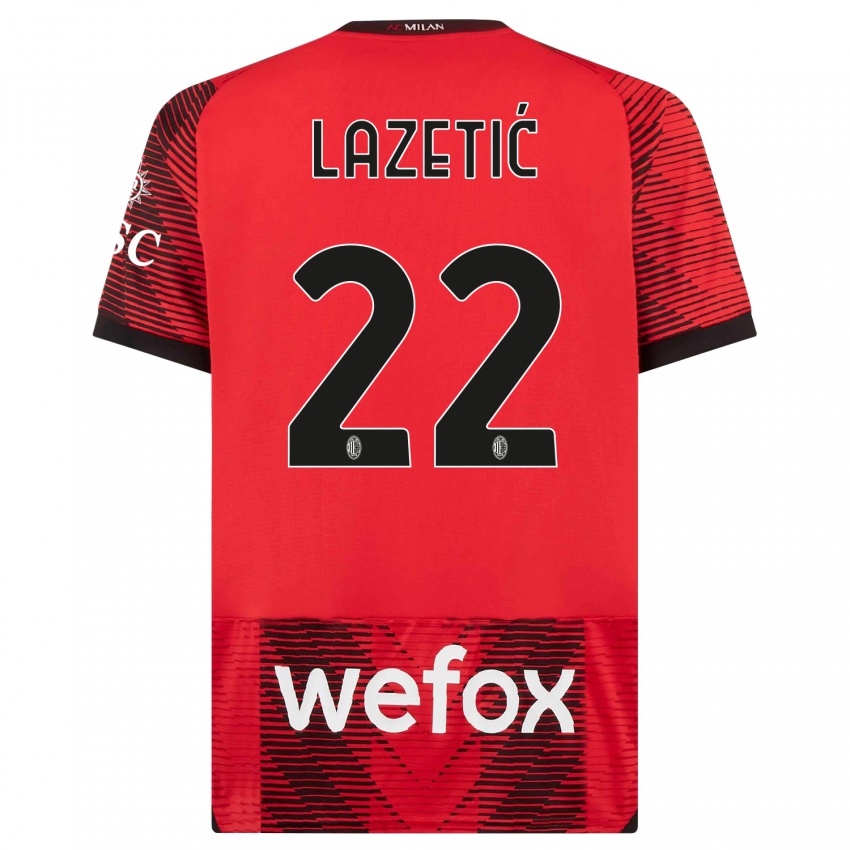 Herren Marko Lazetic #22 Rot Schwarz Heimtrikot Trikot 2023/24 T-Shirt Schweiz
