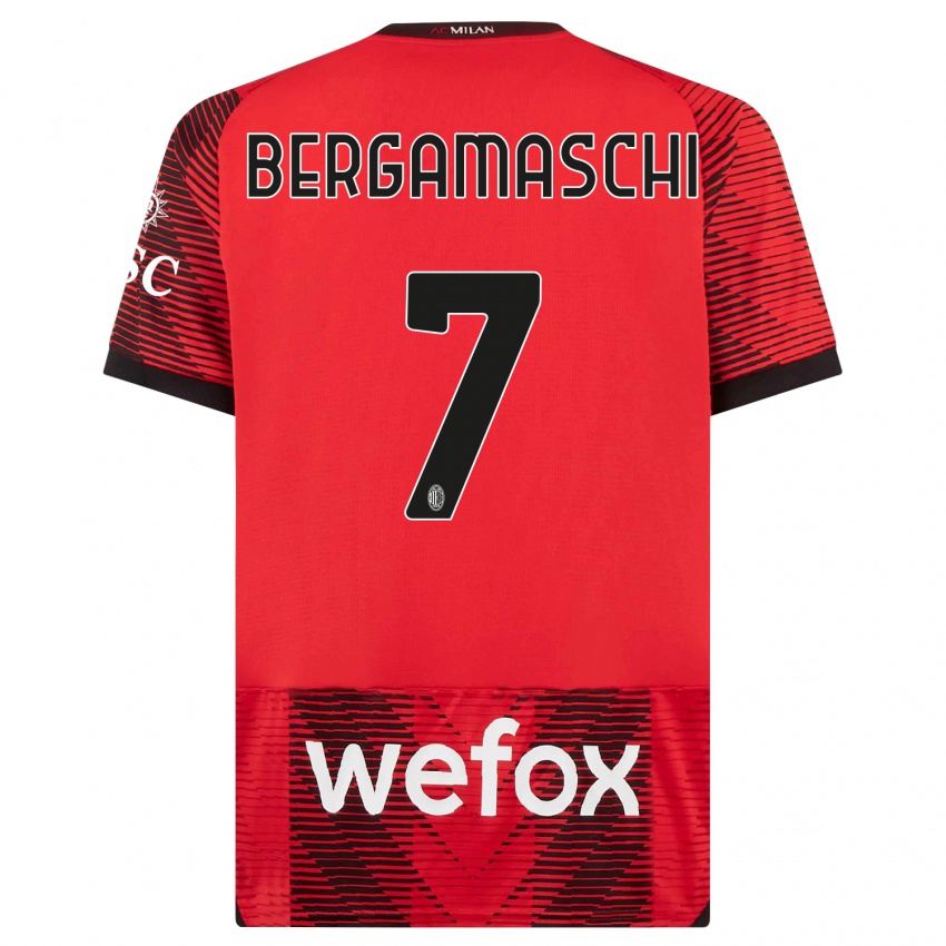 Homme Maillot Valentina Bergamaschi #7 Rouge Noir Tenues Domicile 2023/24 T-Shirt Suisse