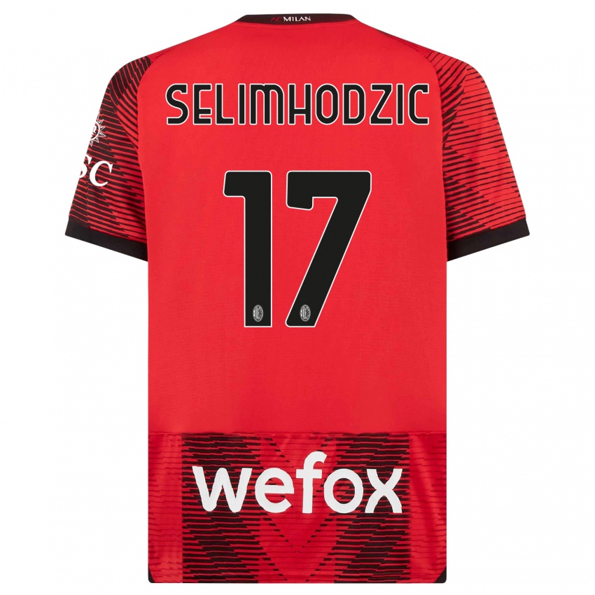 Homme Maillot Noa Selimhodzic #17 Rouge Noir Tenues Domicile 2023/24 T-Shirt Suisse