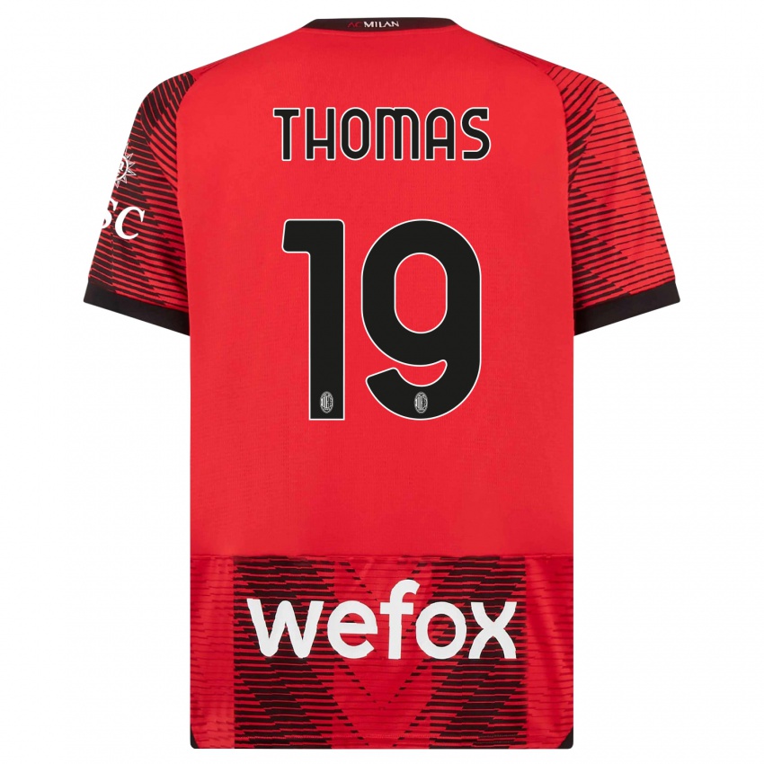 Homme Maillot Lindsey Thomas #19 Rouge Noir Tenues Domicile 2023/24 T-Shirt Suisse