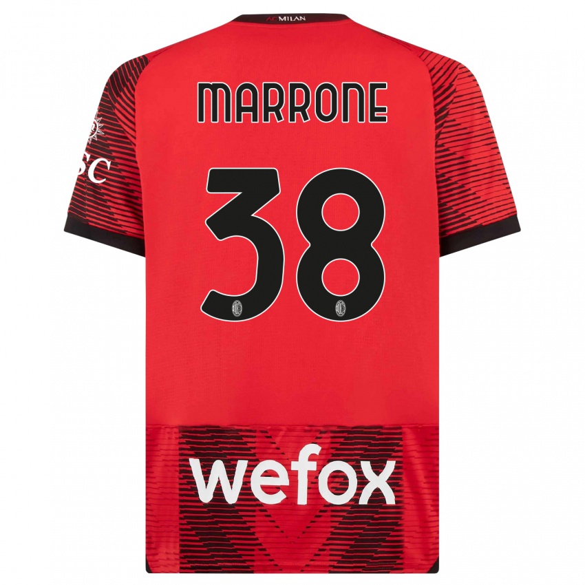 Homme Maillot Federico Marrone #38 Rouge Noir Tenues Domicile 2023/24 T-Shirt Suisse