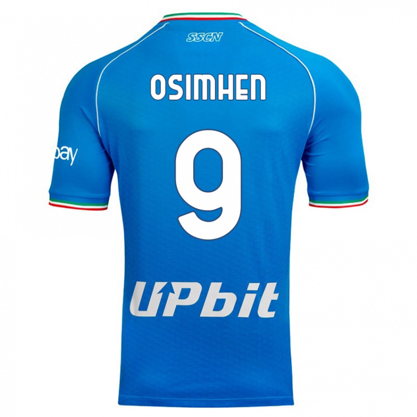 Homme Maillot Victor Osimhen #9 Bleu Ciel Tenues Domicile 2023/24 T-Shirt Suisse