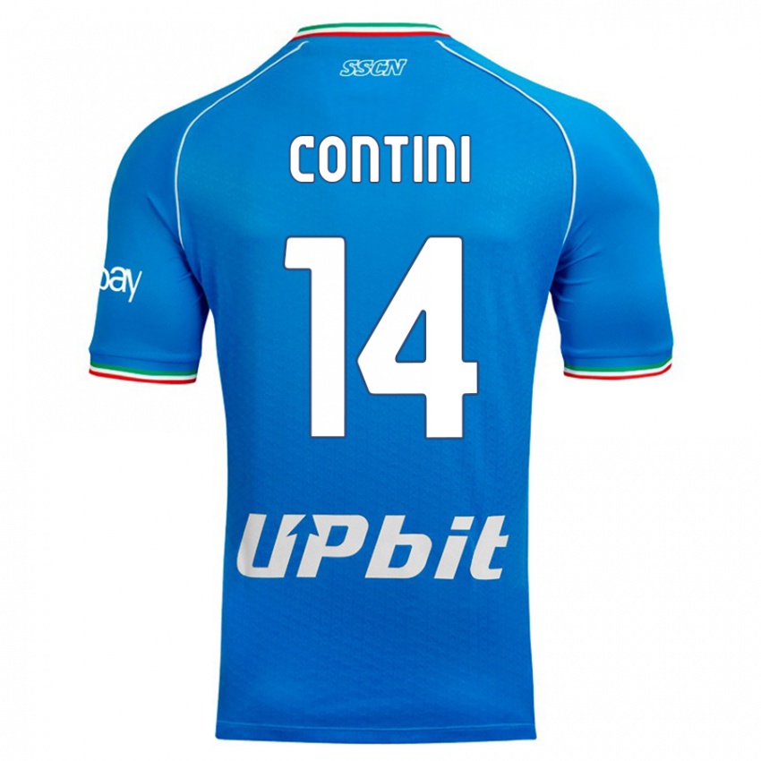 Homme Maillot Nikita Contini #14 Bleu Ciel Tenues Domicile 2023/24 T-Shirt Suisse