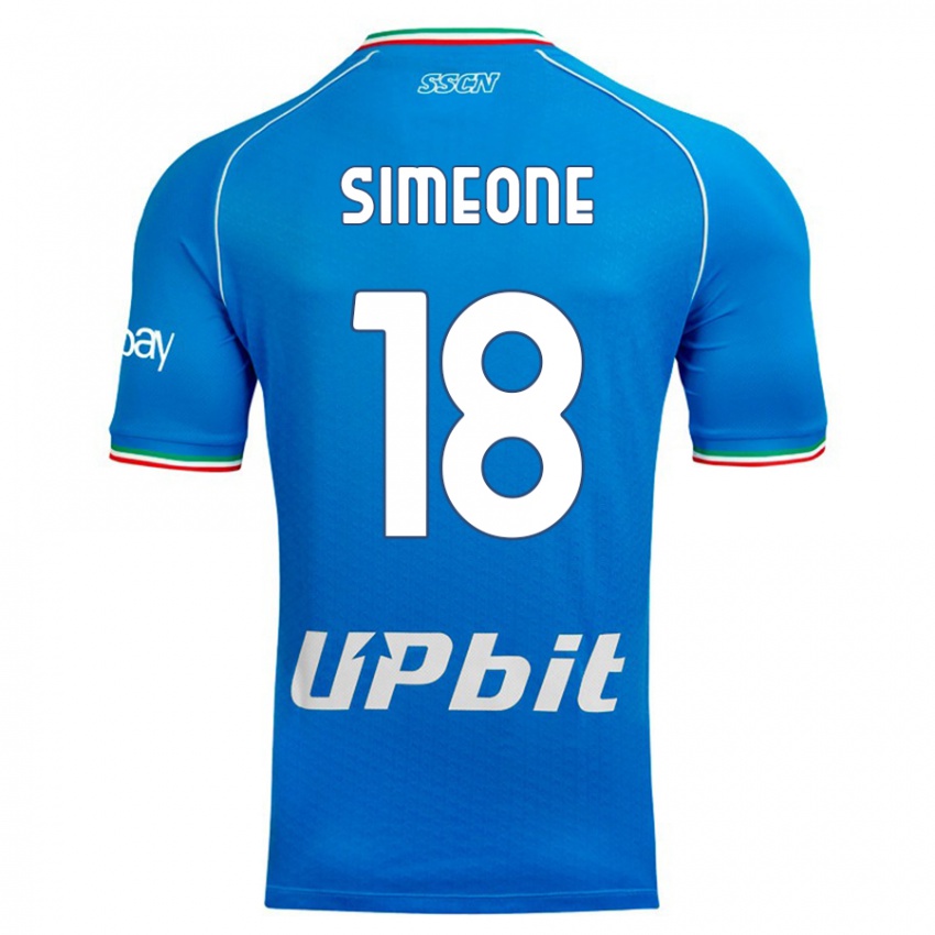 Homme Maillot Giovanni Simeone #18 Bleu Ciel Tenues Domicile 2023/24 T-Shirt Suisse