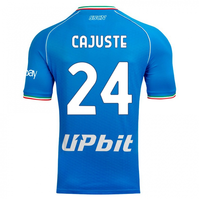 Homme Maillot Jens Cajuste #24 Bleu Ciel Tenues Domicile 2023/24 T-Shirt Suisse