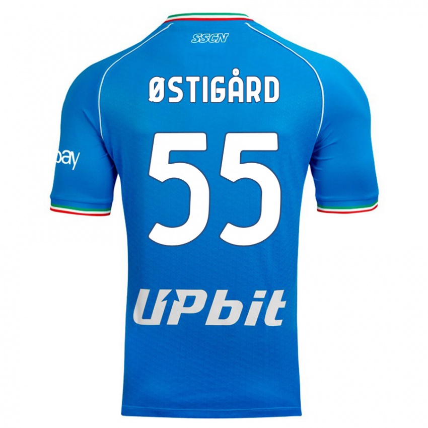 Homme Maillot Leo Ostigard #55 Bleu Ciel Tenues Domicile 2023/24 T-Shirt Suisse