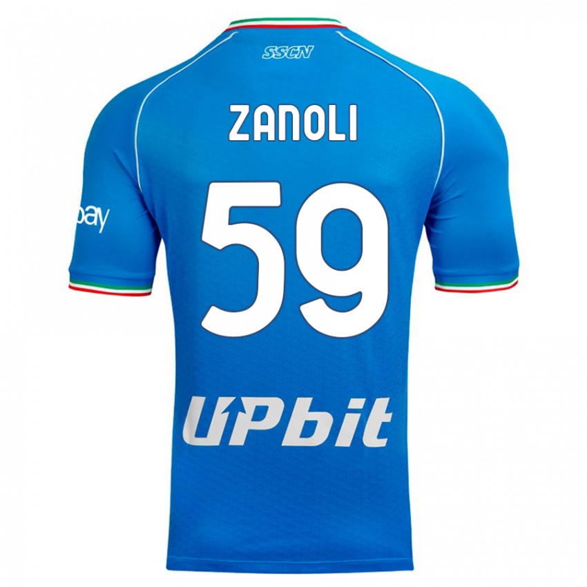 Homme Maillot Alessandro Zanoli #59 Bleu Ciel Tenues Domicile 2023/24 T-Shirt Suisse