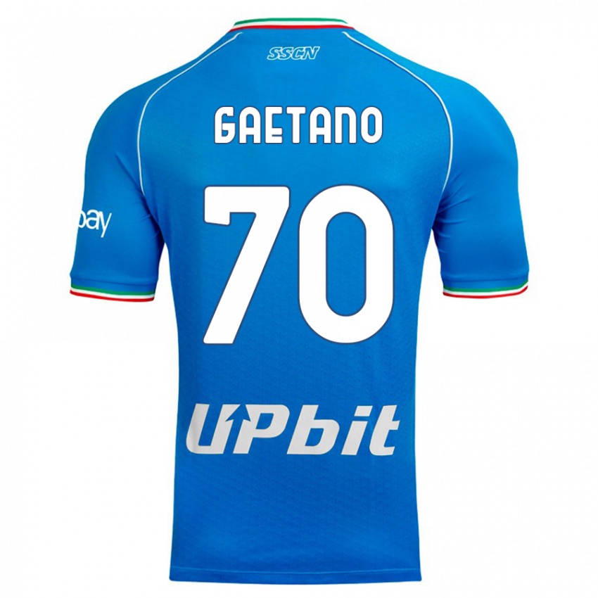 Homme Maillot Gianluca Gaetano #70 Bleu Ciel Tenues Domicile 2023/24 T-Shirt Suisse