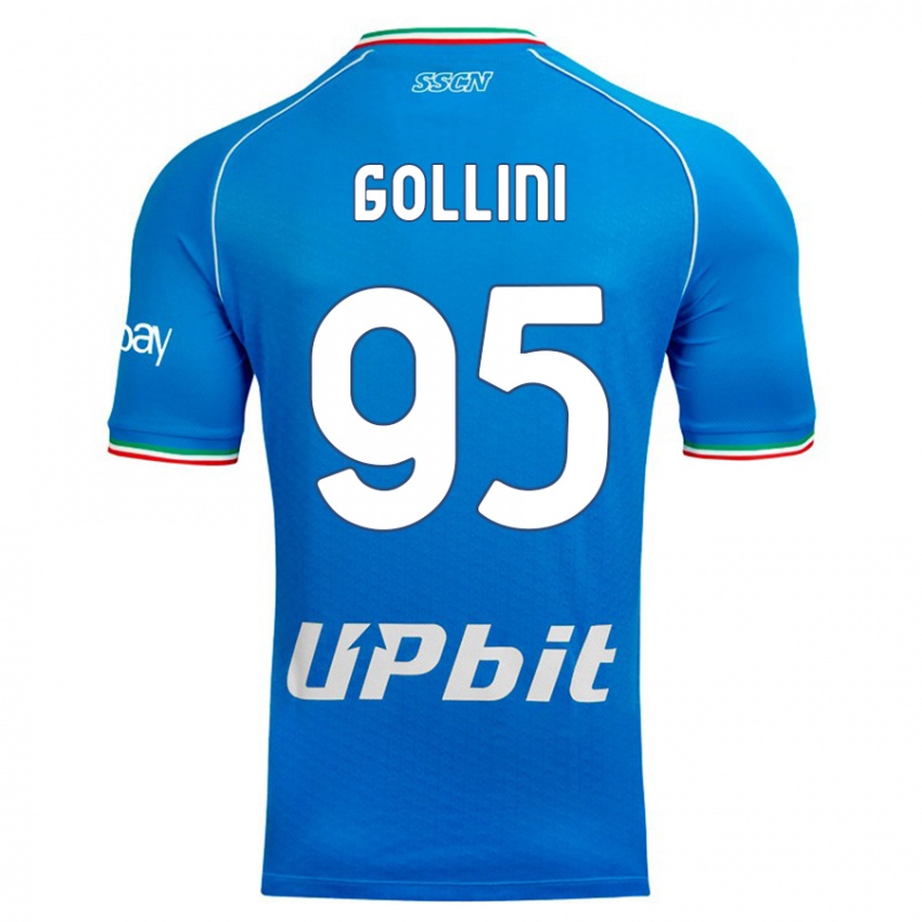 Homme Maillot Pierluigi Gollini #95 Bleu Ciel Tenues Domicile 2023/24 T-Shirt Suisse