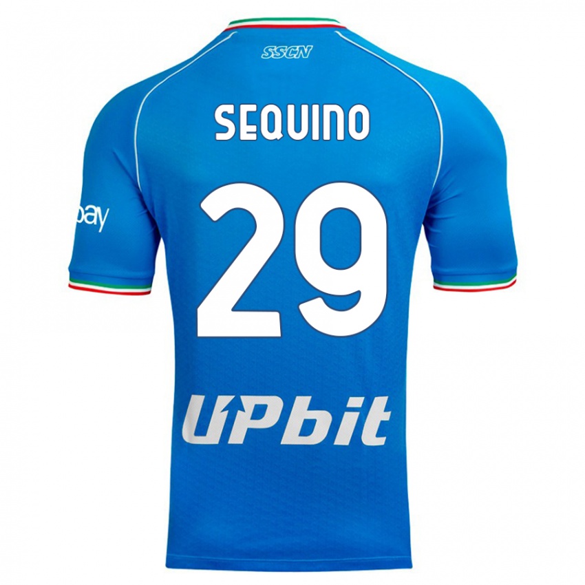 Homme Maillot Giovanni Sequino #29 Bleu Ciel Tenues Domicile 2023/24 T-Shirt Suisse