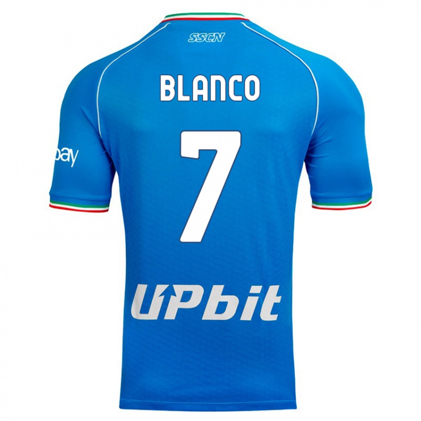 Homme Maillot Gimena Blanco #7 Bleu Ciel Tenues Domicile 2023/24 T-Shirt Suisse