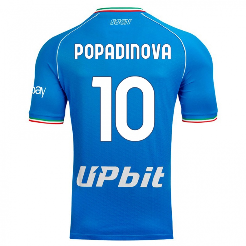Homme Maillot Evdokiya Popadinova #10 Bleu Ciel Tenues Domicile 2023/24 T-Shirt Suisse