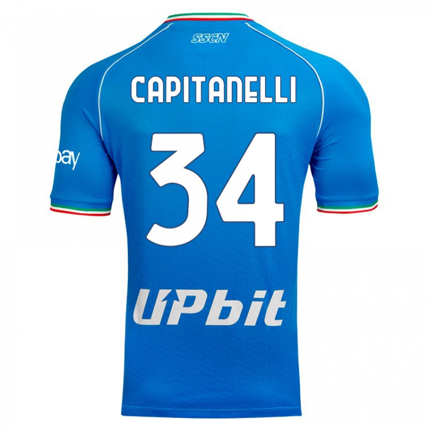 Homme Maillot Ilaria Capitanelli #34 Bleu Ciel Tenues Domicile 2023/24 T-Shirt Suisse