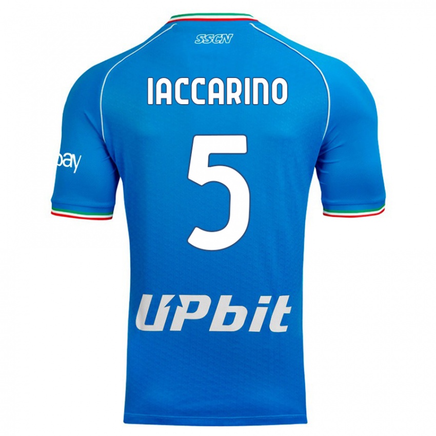 Homme Maillot Gennaro Iaccarino #5 Bleu Ciel Tenues Domicile 2023/24 T-Shirt Suisse