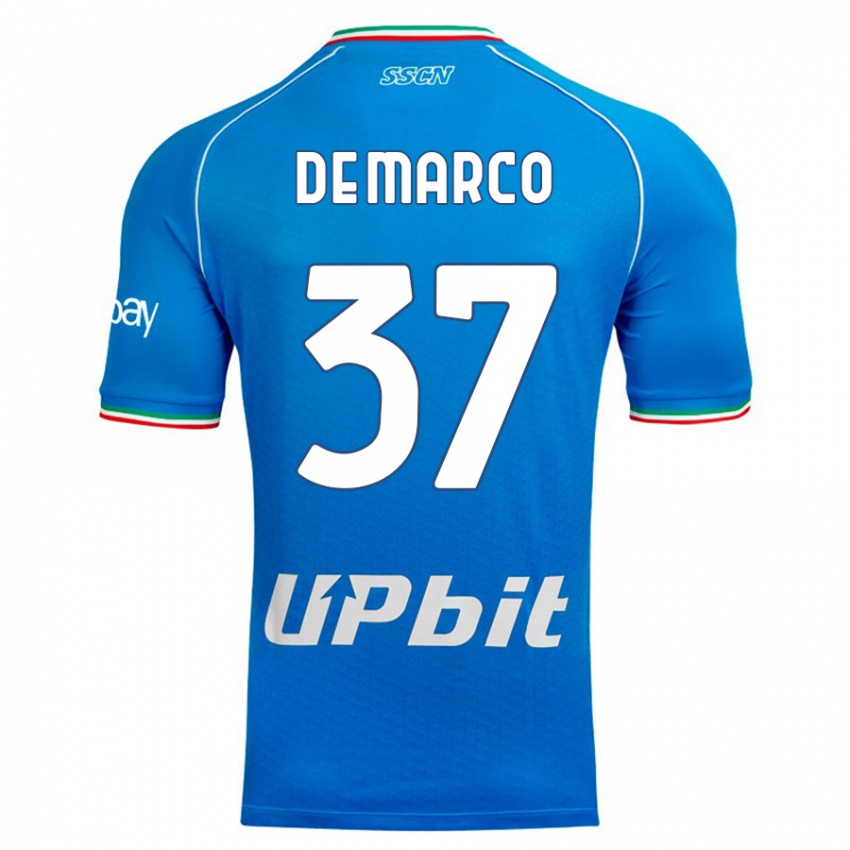 Homme Maillot Francesco De Marco #37 Bleu Ciel Tenues Domicile 2023/24 T-Shirt Suisse