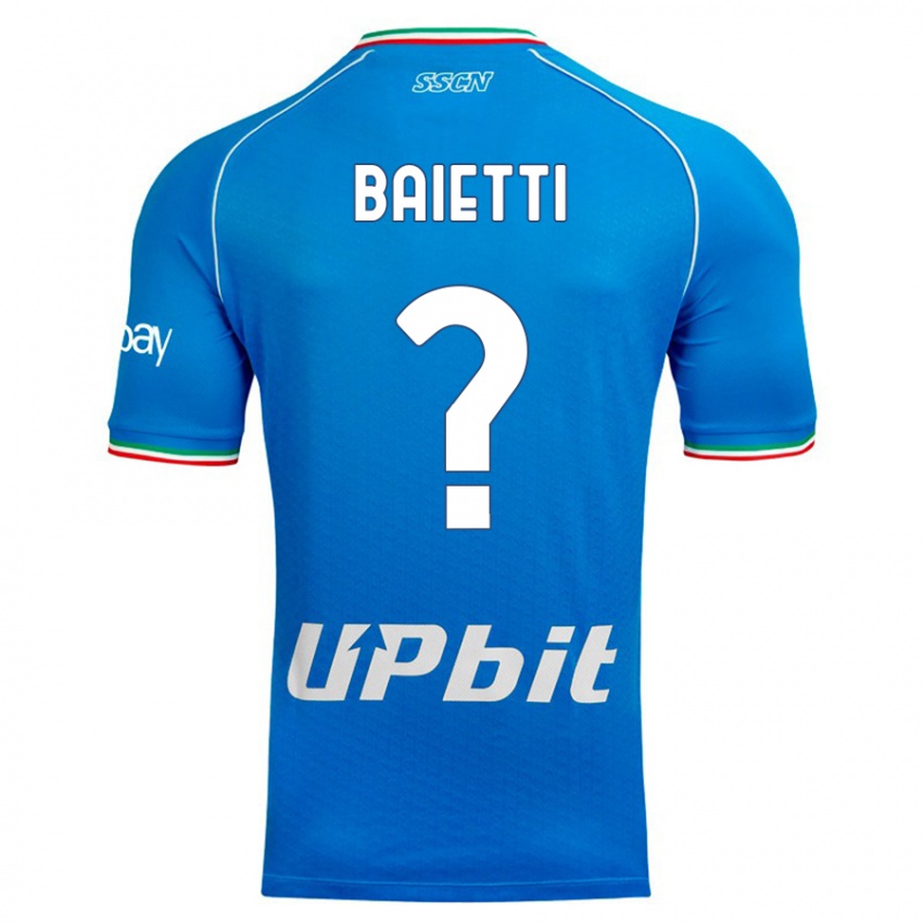 Homme Maillot Francesco Baietti #0 Bleu Ciel Tenues Domicile 2023/24 T-Shirt Suisse