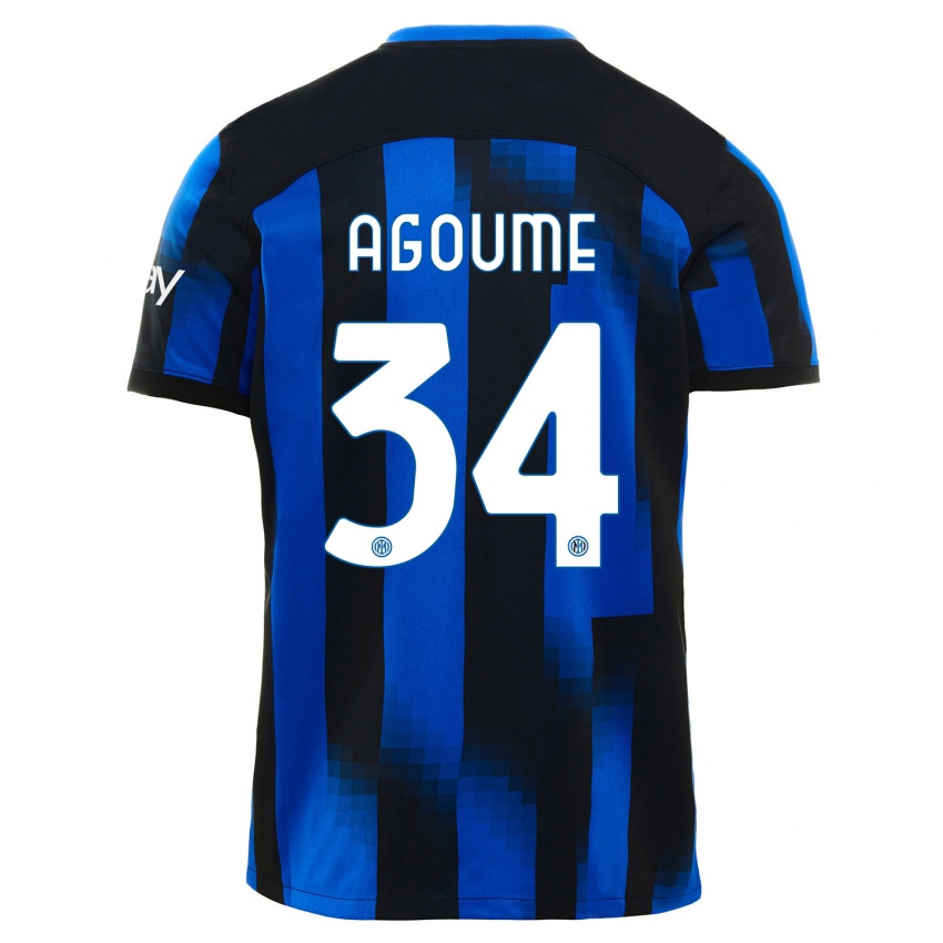 Homme Maillot Lucien Agoume #34 Noir Bleu Tenues Domicile 2023/24 T-Shirt Suisse