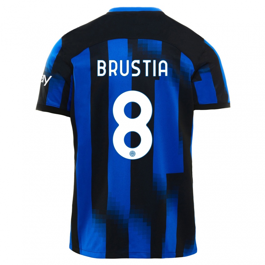 Homme Maillot Martina Brustia #8 Noir Bleu Tenues Domicile 2023/24 T-Shirt Suisse