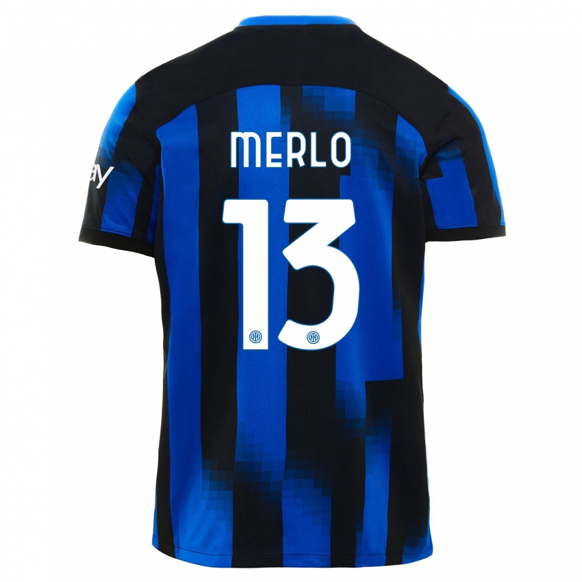 Homme Maillot Beatrice Merlo #13 Noir Bleu Tenues Domicile 2023/24 T-Shirt Suisse