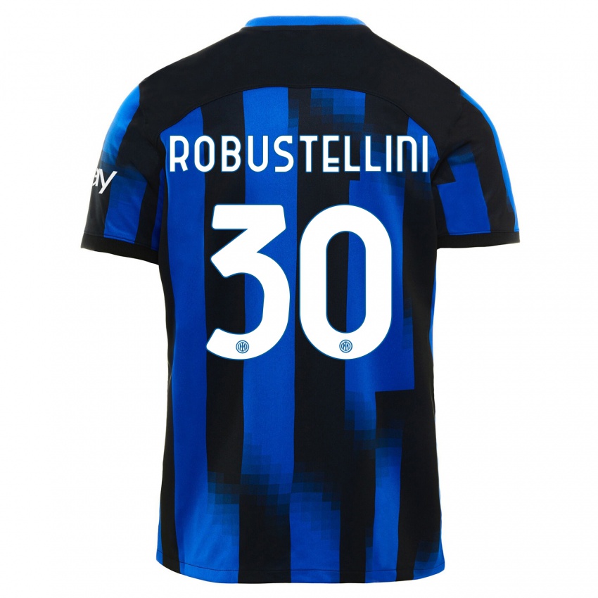 Homme Maillot Chiara Robustellini #30 Noir Bleu Tenues Domicile 2023/24 T-Shirt Suisse