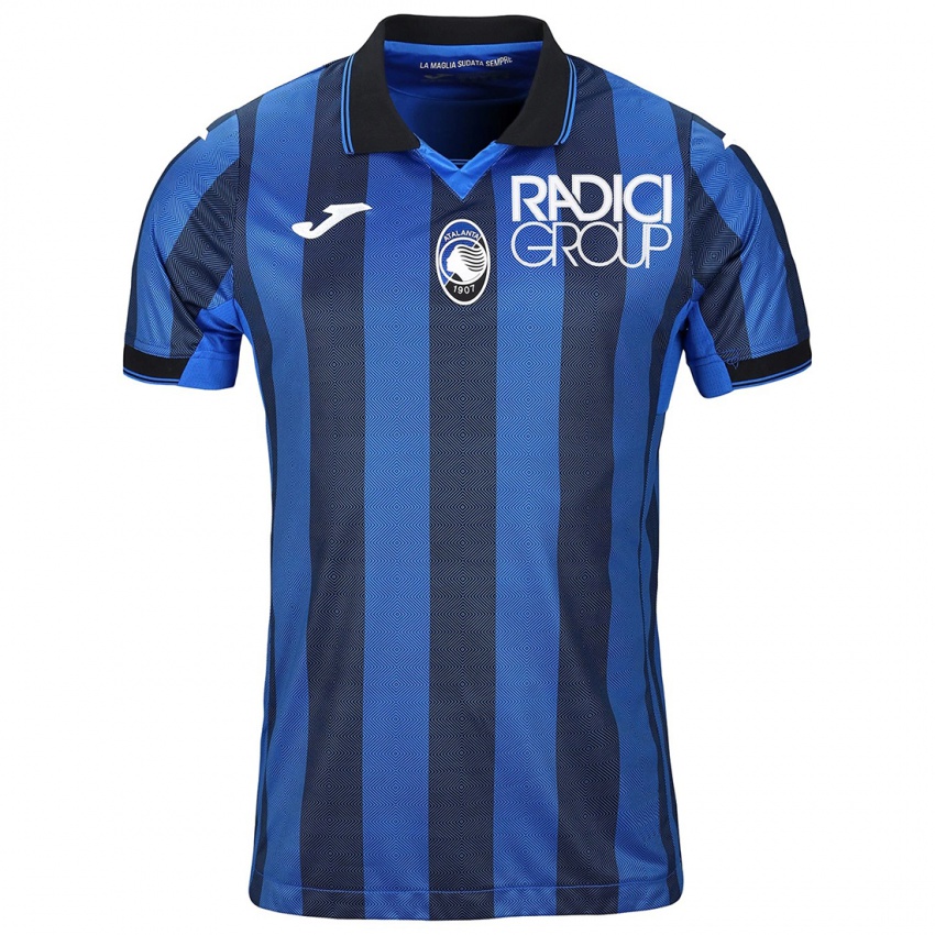 Homme Maillot Gianluca Scamacca #90 Noir Bleu Tenues Domicile 2023/24 T-Shirt Suisse