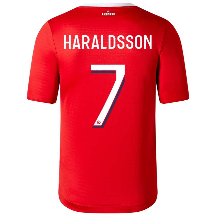 Homme Maillot Hákon Arnar Haraldsson #7 Rouge Tenues Domicile 2023/24 T-Shirt Suisse