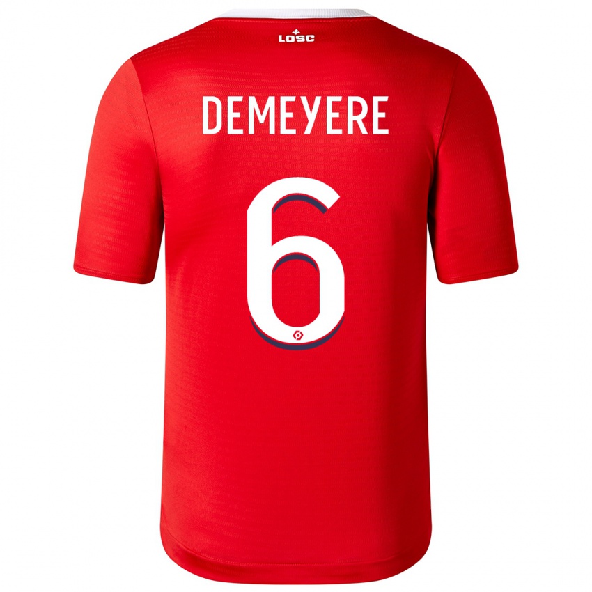 Homme Maillot Silke Demeyere #6 Rouge Tenues Domicile 2023/24 T-Shirt Suisse