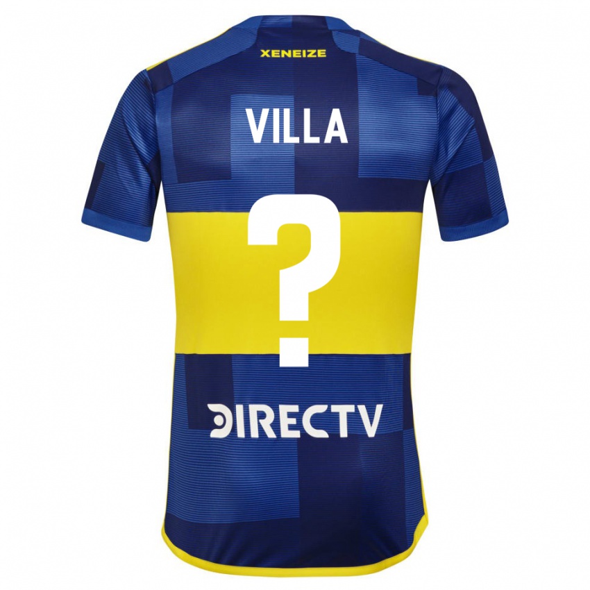Homme Maillot Sebastian Villa #0 Bleu Foncé Jaune Tenues Domicile 2023/24 T-Shirt Suisse