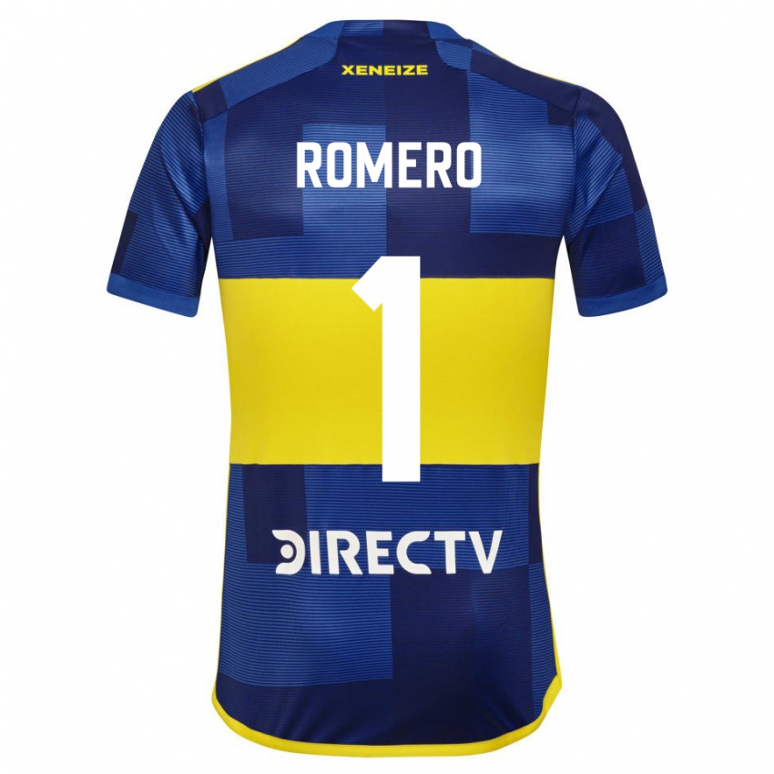 Homme Maillot Sergio Romero #1 Bleu Foncé Jaune Tenues Domicile 2023/24 T-Shirt Suisse