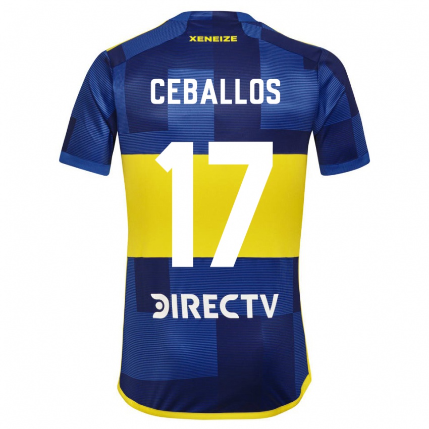 Homme Maillot Julián Ceballos #17 Bleu Foncé Jaune Tenues Domicile 2023/24 T-Shirt Suisse