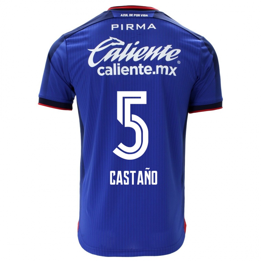 Homme Maillot Kevin Castaño #5 Bleu Tenues Domicile 2023/24 T-Shirt Suisse