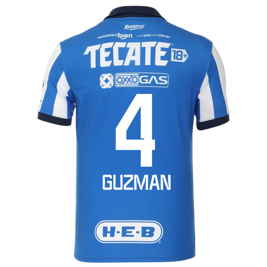 Homme Maillot Victor Guzman #4 Bleu Blanc Tenues Domicile 2023/24 T-Shirt Suisse