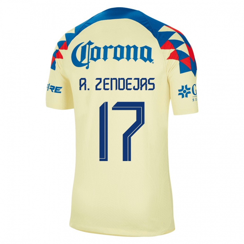 Homme Maillot Alejandro Zendejas #17 Jaune Tenues Domicile 2023/24 T-Shirt Suisse