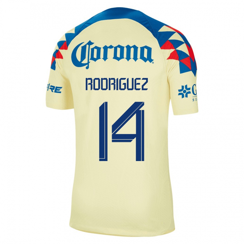 Homme Maillot Monica Rodriguez #14 Jaune Tenues Domicile 2023/24 T-Shirt Suisse