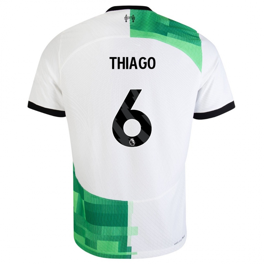 Homme Maillot Thiago #6 Blanc Vert Tenues Extérieur 2023/24 T-Shirt Suisse