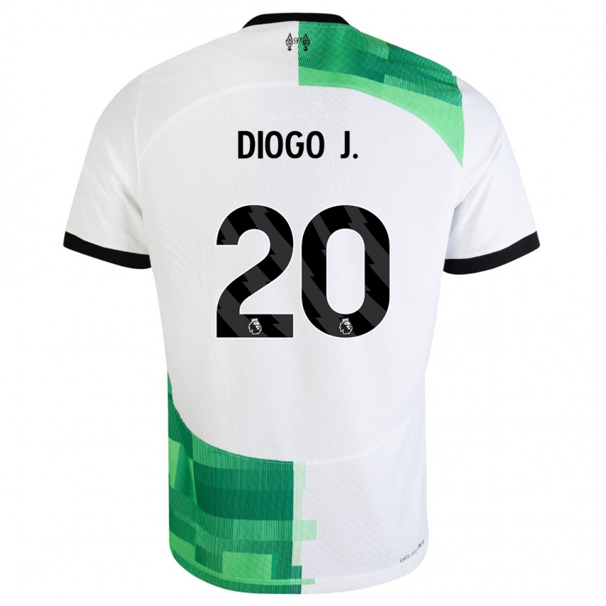 Homme Maillot Diogo Jota #20 Blanc Vert Tenues Extérieur 2023/24 T-Shirt Suisse