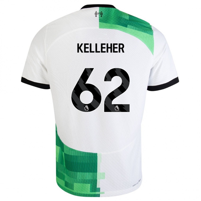 Homme Maillot Caoimhin Kelleher #62 Blanc Vert Tenues Extérieur 2023/24 T-Shirt Suisse