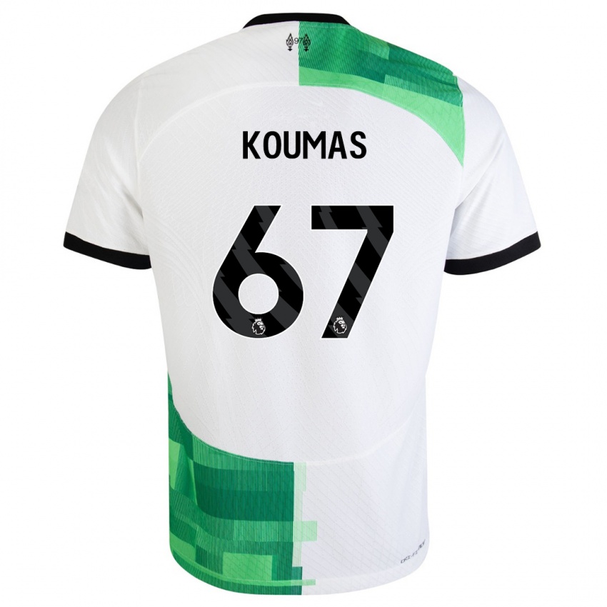 Homme Maillot Lewis Koumas #67 Blanc Vert Tenues Extérieur 2023/24 T-Shirt Suisse