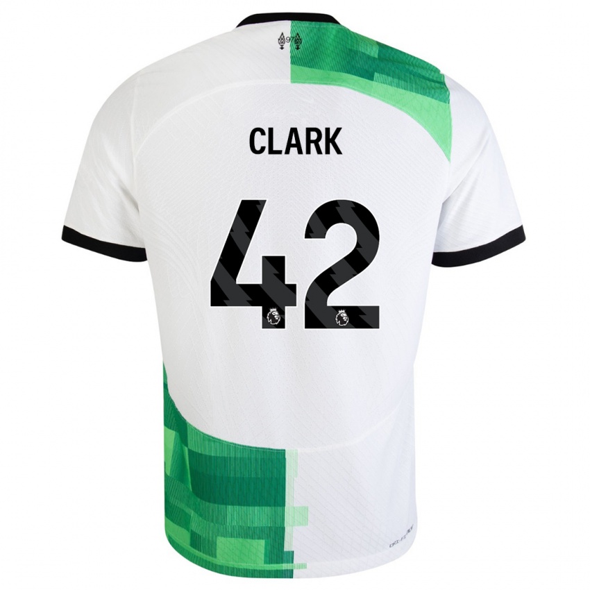 Homme Maillot Bobby Clark #42 Blanc Vert Tenues Extérieur 2023/24 T-Shirt Suisse