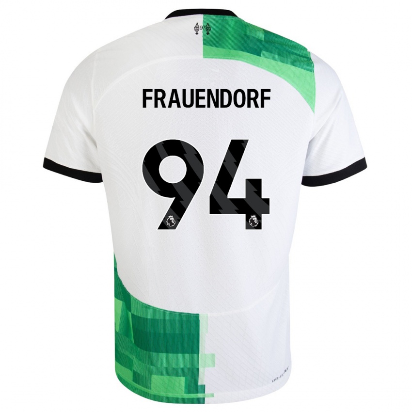 Homme Maillot Melkamu Frauendorf #94 Blanc Vert Tenues Extérieur 2023/24 T-Shirt Suisse