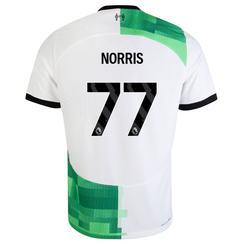Homme Maillot James Norris #77 Blanc Vert Tenues Extérieur 2023/24 T-Shirt Suisse