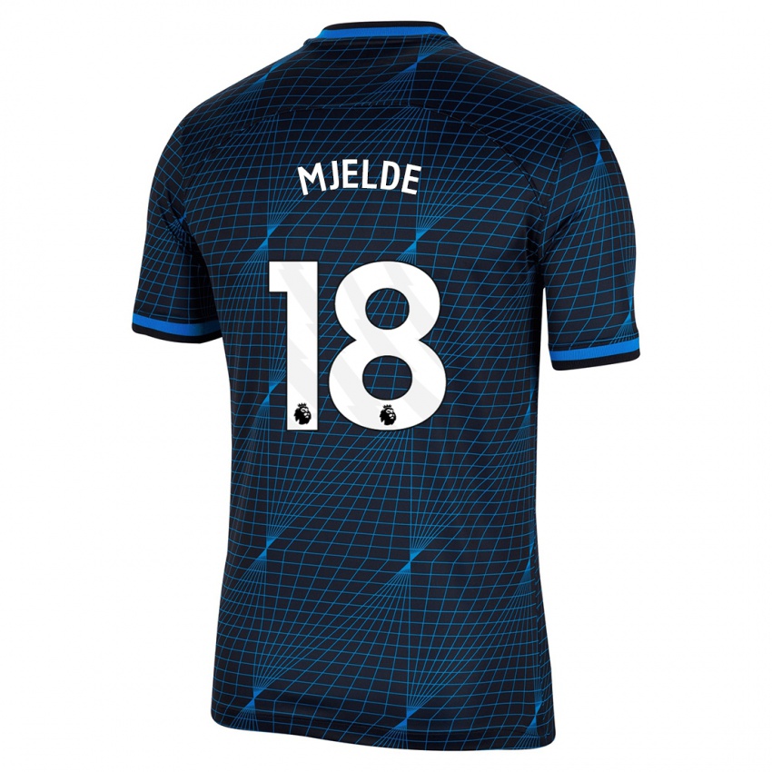 Homme Maillot Maren Mjelde #18 Bleu Foncé Tenues Extérieur 2023/24 T-Shirt Suisse