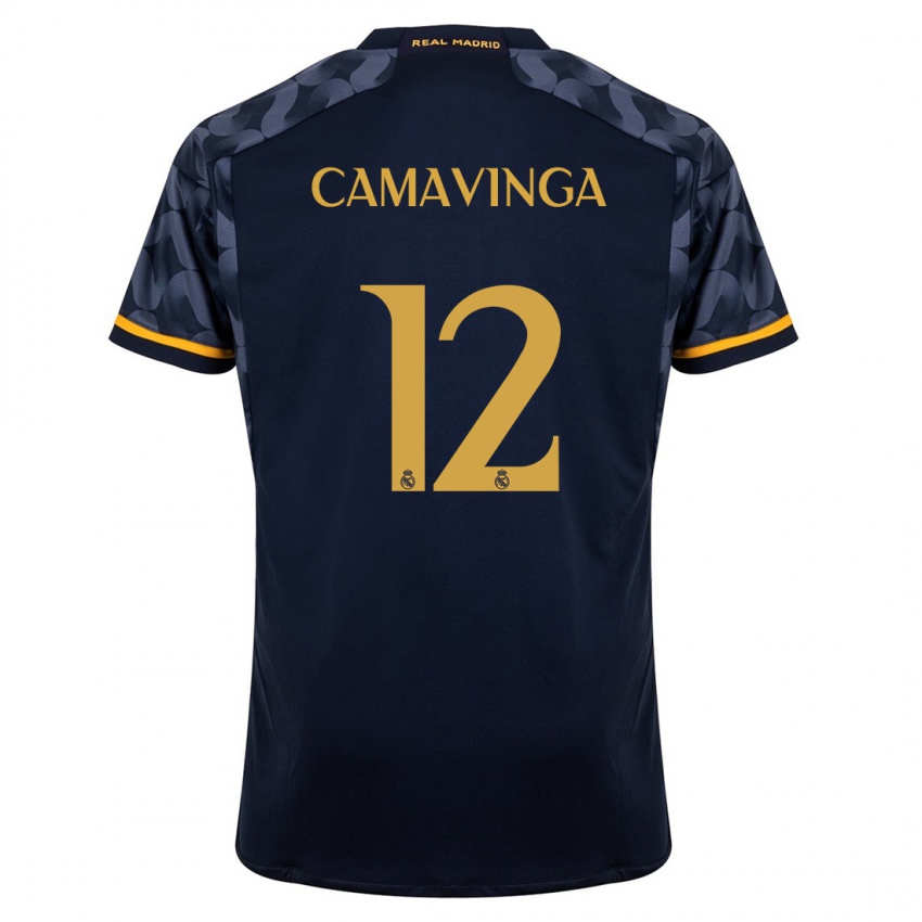 Herren Eduardo Camavinga #12 Dunkelblau Auswärtstrikot Trikot 2023/24 T-Shirt Schweiz